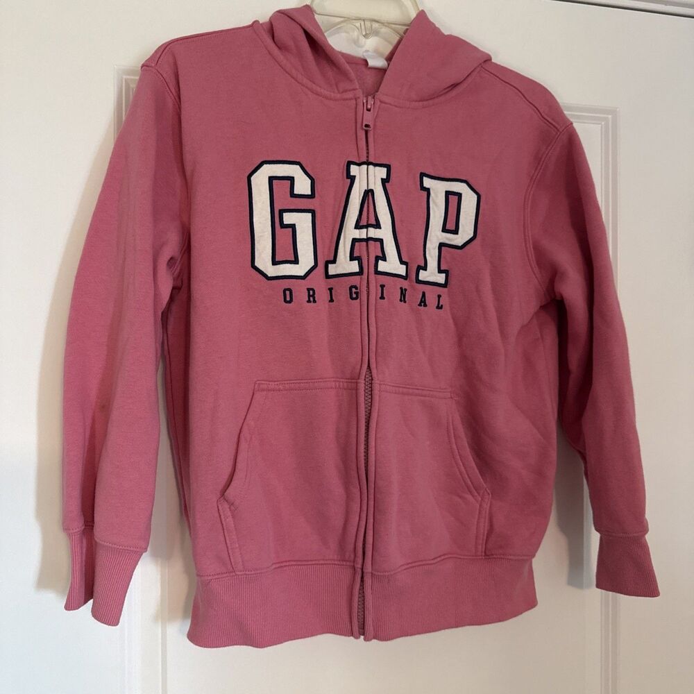 GAP Kids Hoodie Jacket Full Zip YOUTH LARGE 10/12 Pink w/ Blue accents